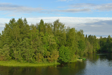 Fototapeta na wymiar Water landscape in morning. Oulu, Finland