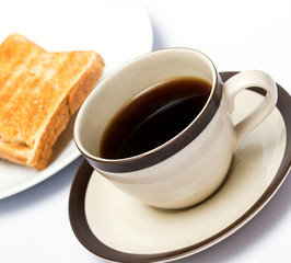 Coffee And Toast Means Morning Meal And Bread