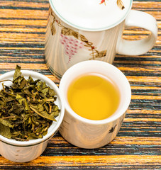 Outdoor Tea Break Represents Refresh Breaktime And Cup