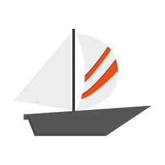 flat design simple sailboat icon vector illustration