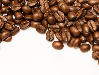 Coffee Beans Shows Copy Space And Brew