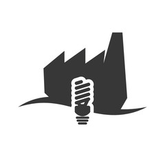 light bulb factory industry ecology silhouette icon. Flat and Isolated design. Vector illustration