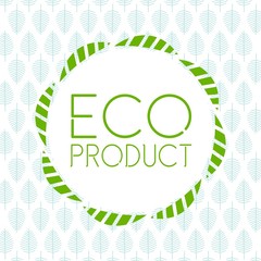 emblem of eco-natural product on a light background of leaves