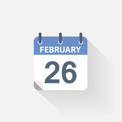 26 february calendar icon
