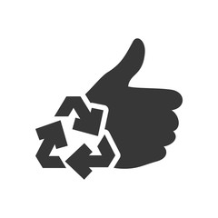 recycle thumbs up ecology silhouette icon. Flat and Isolated design. Vector illustration