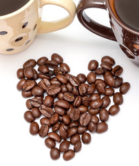 Heart Coffee Beans Means Caffeine Brown And Cafeteria