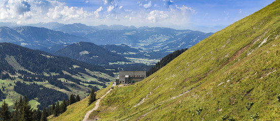 Panorama View from the Way to the Summit Nagelfluhkette, Oberstaufen, Allgäu, Alps, Germany

