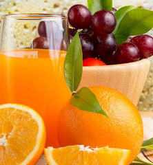 Orange Juice Beverage Shows Healthy Eating And Drinks