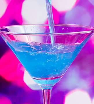 Blue Cocktail Indicates Party Tropical And Bartending