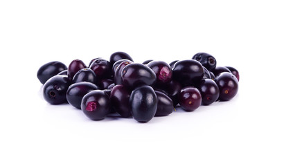 Jambolan plum or Java plum on white background.