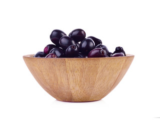 Jambolan plum or Java plum on white background.