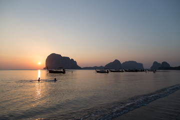 Sunset at Pak-Meng Beach of Trang - Thailand