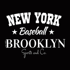 Varsity New york Brooklyn college university division team sport baseball label typography, t-shirt graphics for apparel