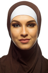 Naklejka premium Muslim young girl isolated