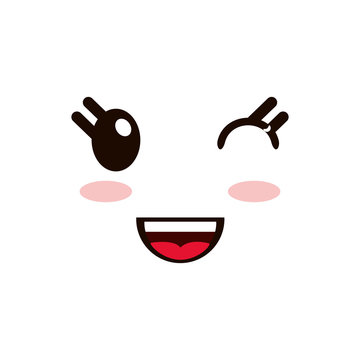 flat design kawaii happy facial expression icon vector illustration