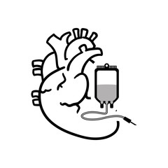 heart blood bag medical health care hospital silhouette icon. Flat and Isolated design. Vector illustration