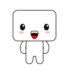 flat design kawaii doll happy facial expression icon vector illustration