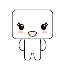 flat design kawaii doll happy facial expression icon vector illustration