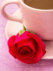 Rose And Coffee Means Break Decaf And Drink