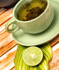 Lime Tea Refreshment Shows Drinks Limes And Fruits