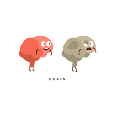 Healthy vs Unhealthy Brain Infographic Illustration