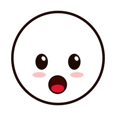 Obraz premium flat design kawaii happy facial expression emoticon icon vector illustration