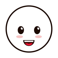 flat design kawaii happy facial expression emoticon icon vector illustration