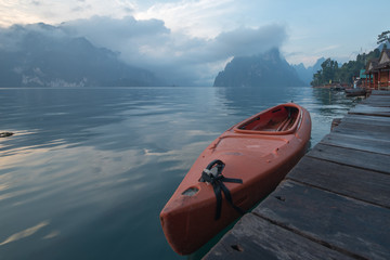 Kayak and River,Ratchaprapha Dam,Surat Thani,Thailand.