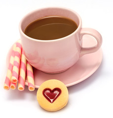 Coffee Cookies Heart Indicates Bicky Biscuits And Cracker