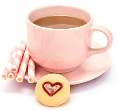 Heart And Coffee Means Bickies Snack And Delicious
