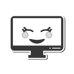flat design kawaii computer icon vector illustration