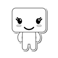 flat design kawaii doll happy facial expression icon vector illustration