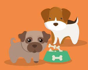 Obraz na płótnie Canvas dog bone food cartoon pet animal con. Colorful and flat design. Vector illustration