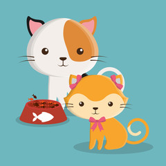 cat food fish cartoon pet animal con. Colorful and flat design. Vector illustration
