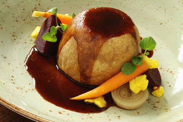 steak steamed pudding plated meal