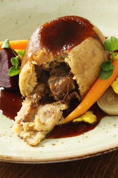 Steak Steamed Pudding Plated Meal