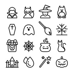 Halloween icon set in thin line style