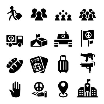 immigration , immigrant , refugee icon set