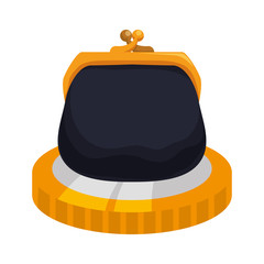 purse coin gold money financial item commerce market icon. Flat and Isolated design. Vector illustration
