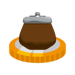 purse coin gold money financial item commerce market icon. Flat and Isolated design. Vector illustration