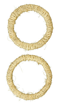 Two round photo frames braided jute yarn.