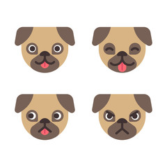 Cartoon pug faces