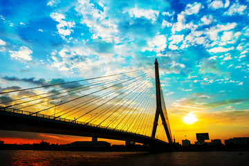 Fototapeta na wymiar Mega bridge in Bangkok,Thailand (Rama 8 Bridge)