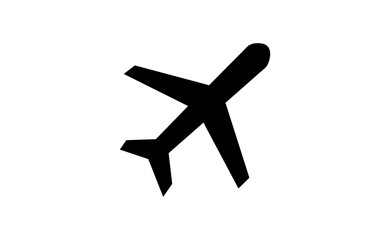 Obraz premium Vector black airplane symbol icon on white background