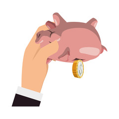 piggy coin money financial item commerce market icon. Flat and Isolated design. Vector illustration
