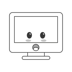 flat design kawaii computer icon vector illustration
