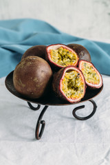 Fresh juicy passion fruits. Tropic fruit concept