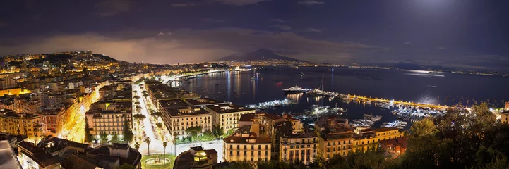 Papier Peint photo autocollant Naples vue sur la baie de Naples la nuit