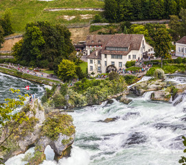 Fototapeta na wymiar View at the Rhinefalls, Neuhausen – Schaffhausen, Alpen, Switzerland 