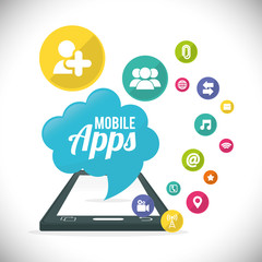 smartphone cloud mobile apps application online icon set. Colorful and flat design. Vector illustration